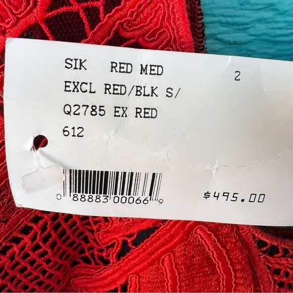 INTERMIX JONATHON SIMKHAI BLACK RED LACE TULLE PEPLUM FITTED TOP SIZE 2 NWT - Picture 10 of 13